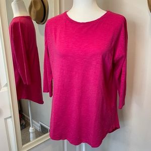 Chico's The Ultimate Tee Bright Pink Tunic with 3/4 Sleeves - Size 1 (8-10)